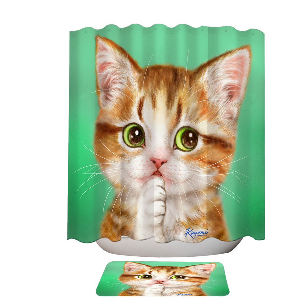 Painted Fabric Shower Curtains Cats Perfect Green Eyes Kitten