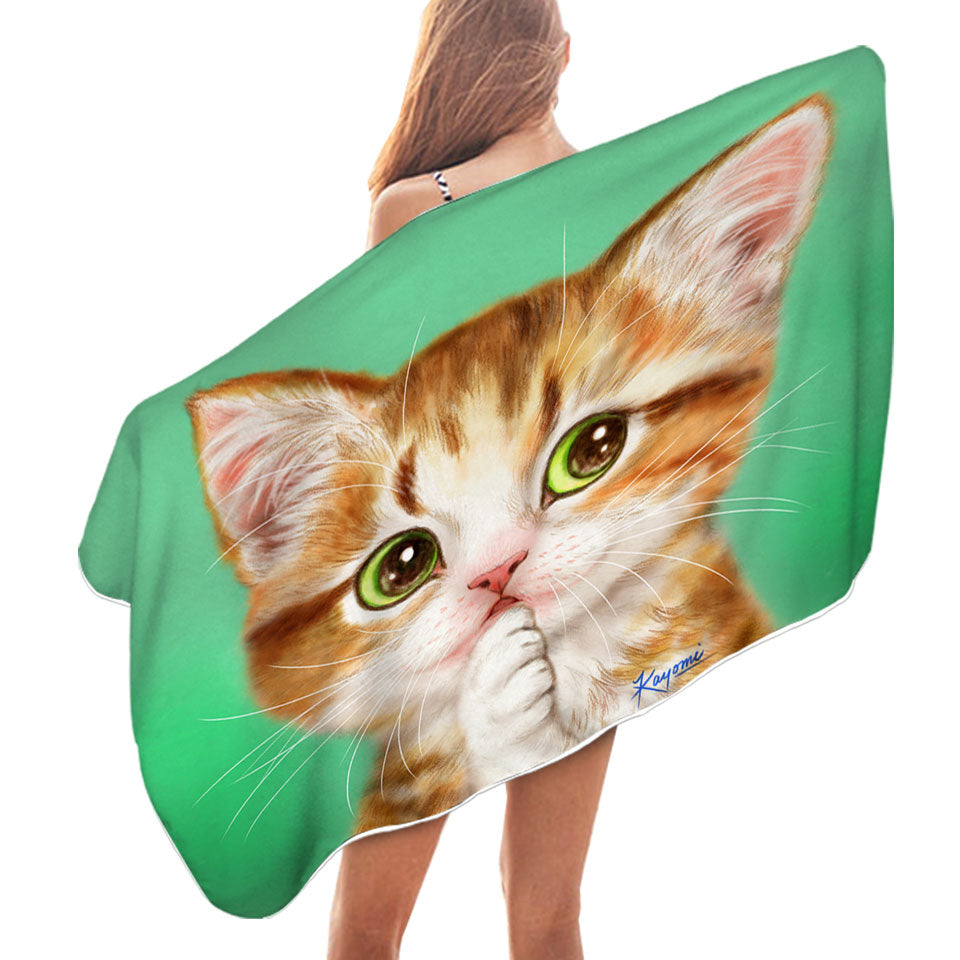 Painted Swims Towel Cats Perfect Green Eyes Kitten
