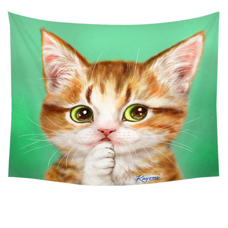 Painted Tapestry Cats Perfect Green Eyes Kitten