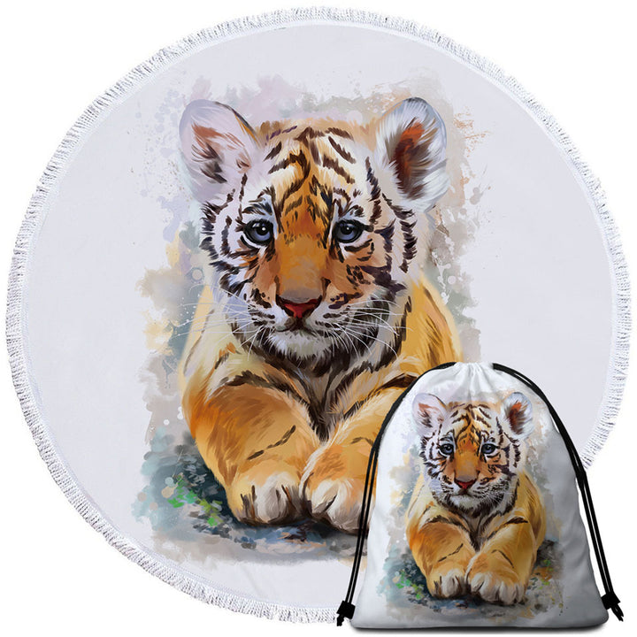 Painted Tiger Puppy Beach Towel for Animal Lover