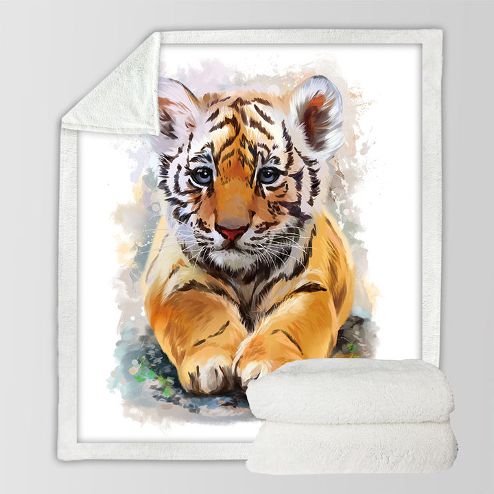 Painted Tiger Puppy Throw Blanket for Boys