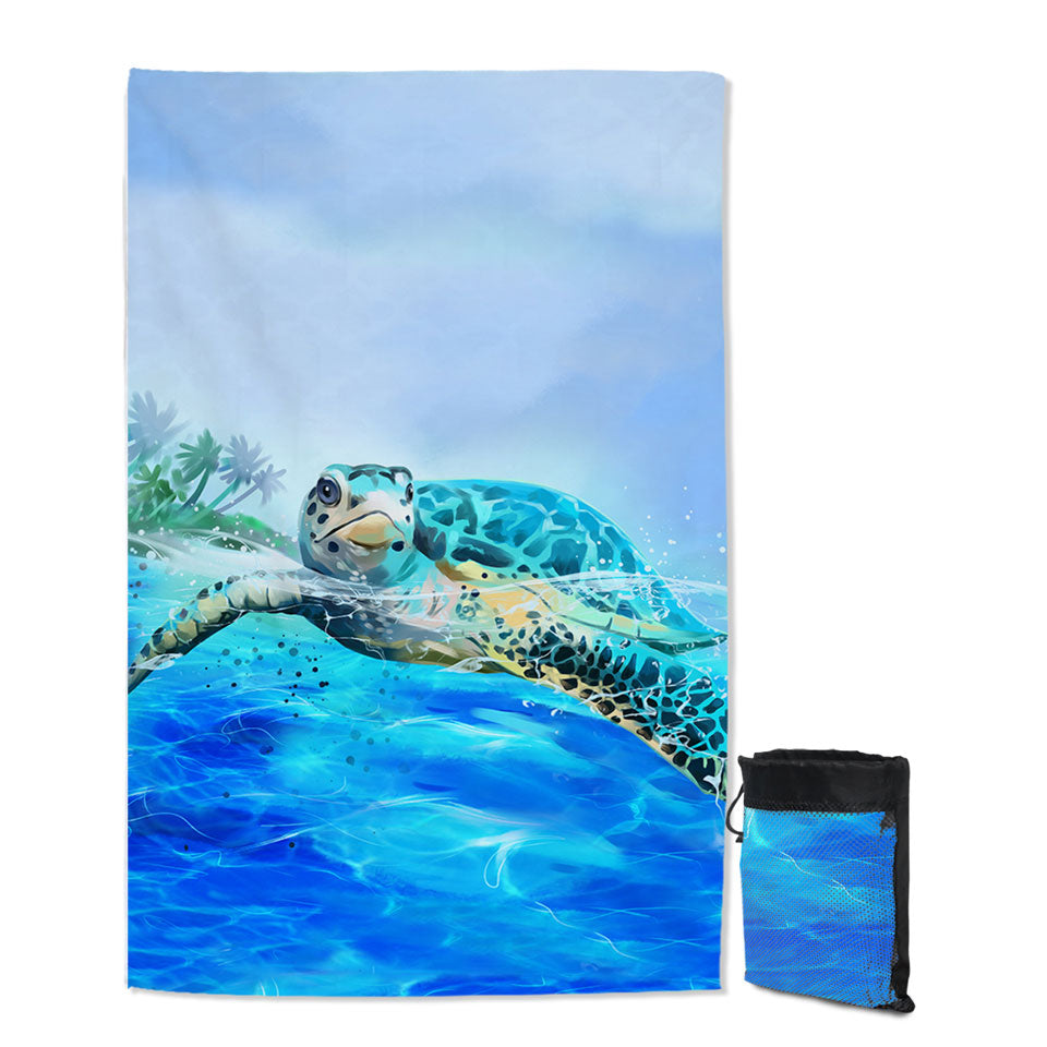 Painting Swimming Turtle Swims Towel