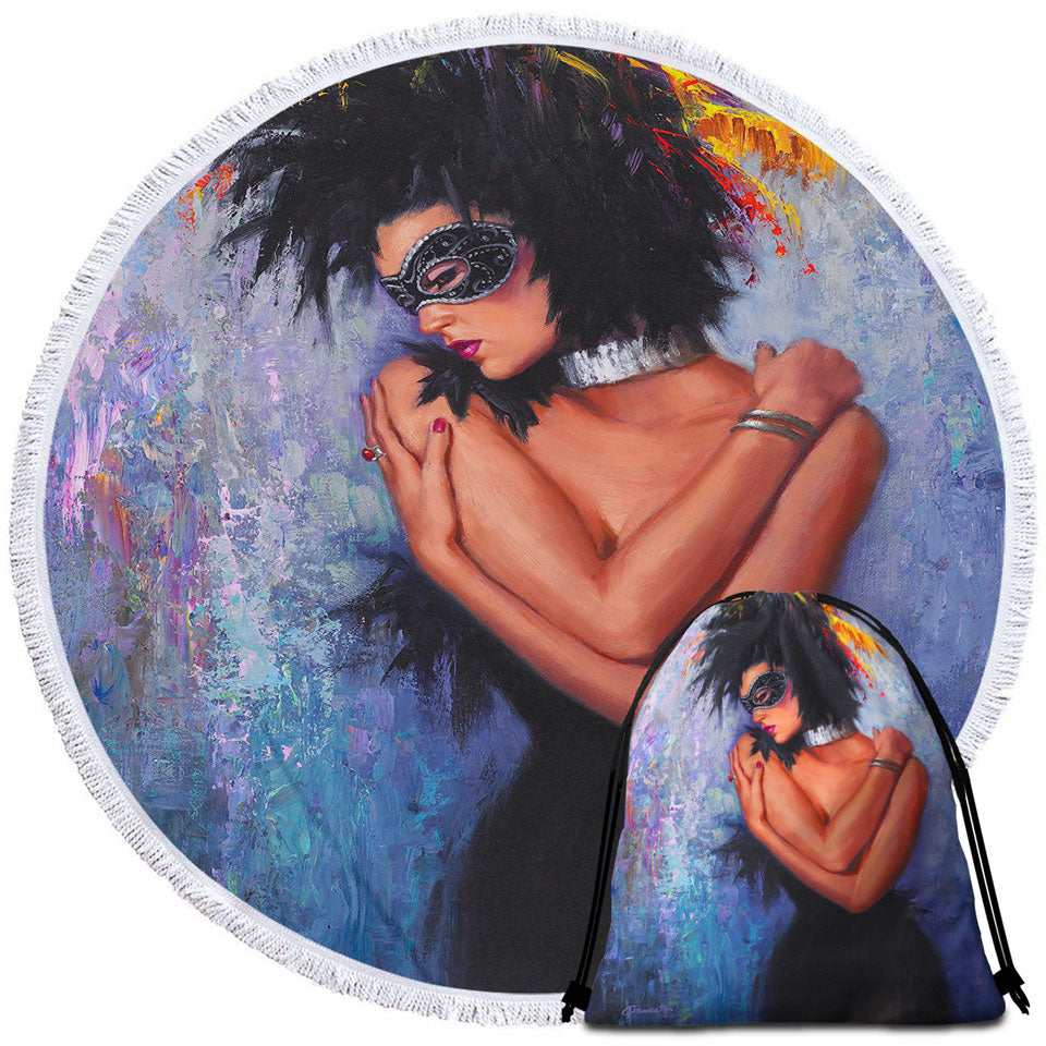 Painting of a Woman Beach Towels the Lady in Black