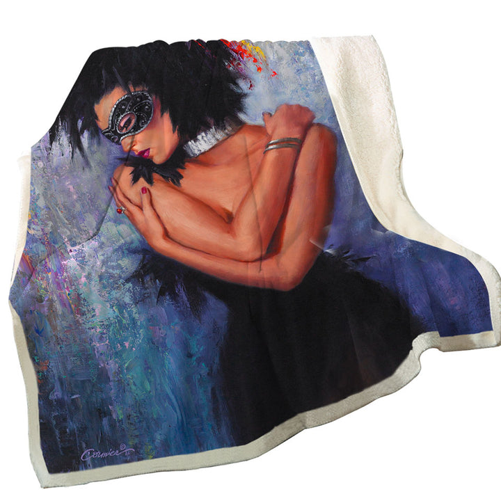 Painting of a Woman Fleece Blankets the Lady in Black