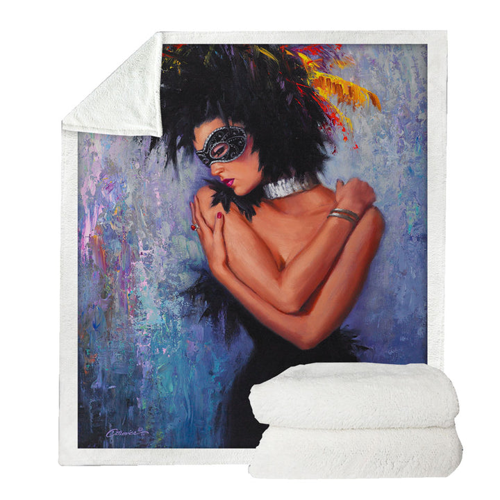 Painting of a Woman Lightweight Blankets the Lady in Black