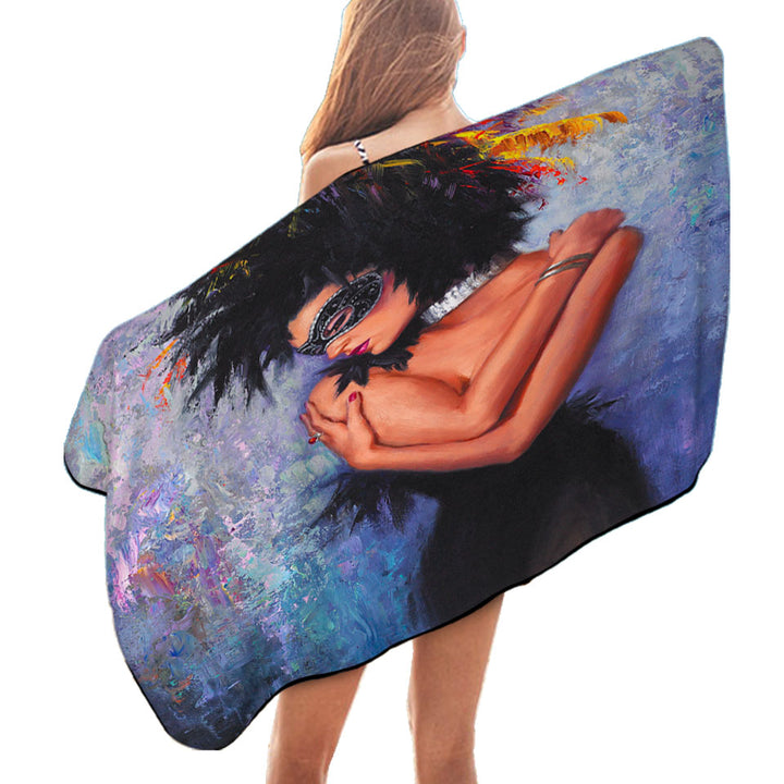 Painting of a Woman Swims Towel the Lady in Black