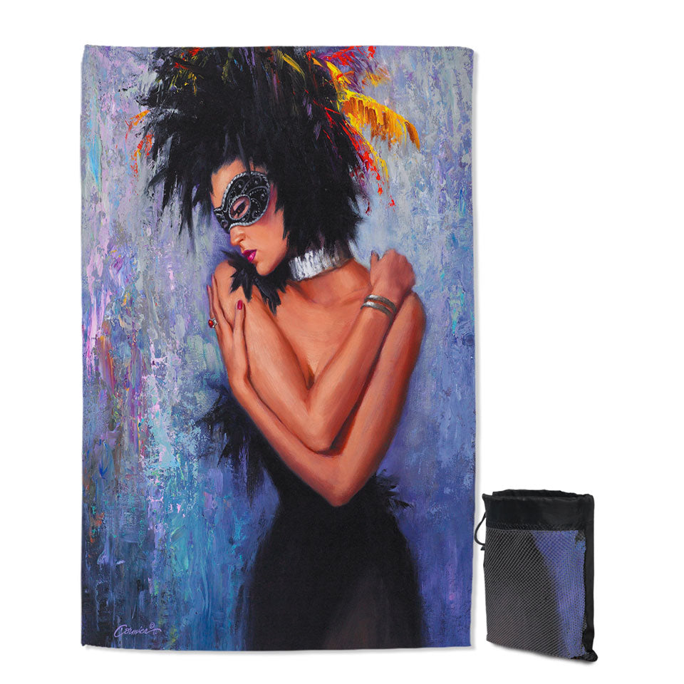 Painting of a Woman Thin Beach Towels the Lady in Black
