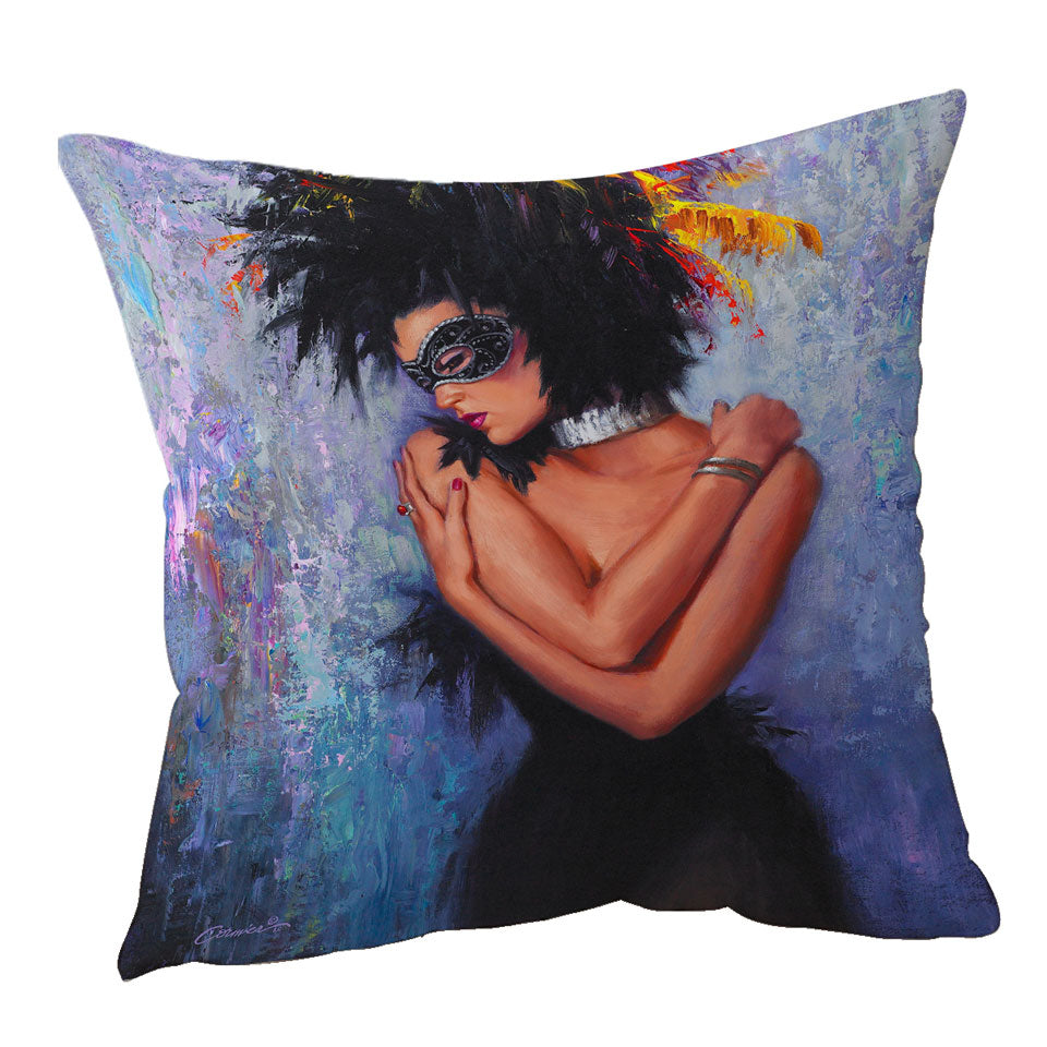 Painting of a Woman Throw Pillows the Lady in Black