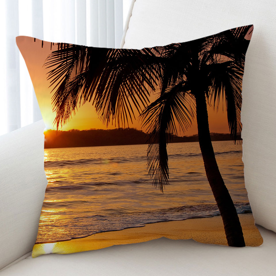 Palm Tree Sunset Decorative Cushion Cover