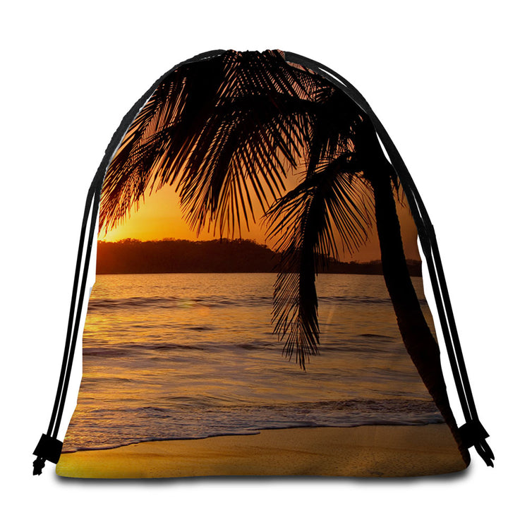 Palm Tree Sunset Packable Beach Towel