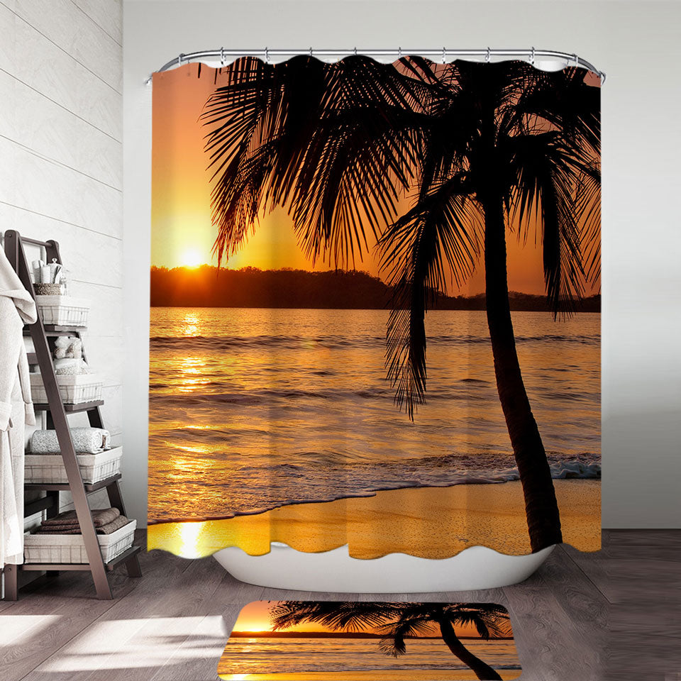 Palm Tree Sunset Shower Curtain