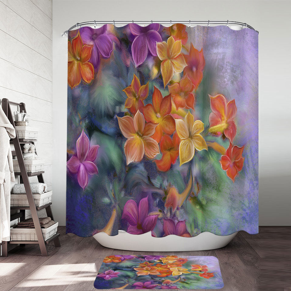 Pastel Art Blooms Flowers Shower Curtain