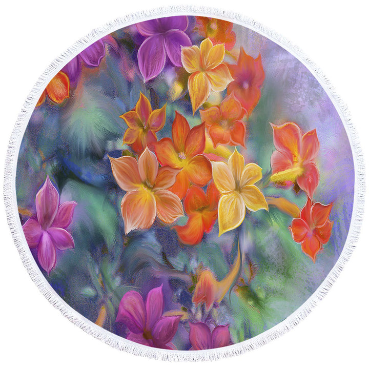 Pastel Art Blooms Flowers Womens Beach Towel