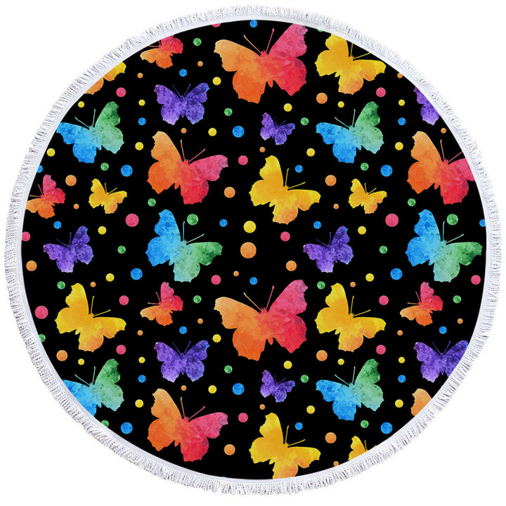 Pastel Butterflies Round Towel and Bag