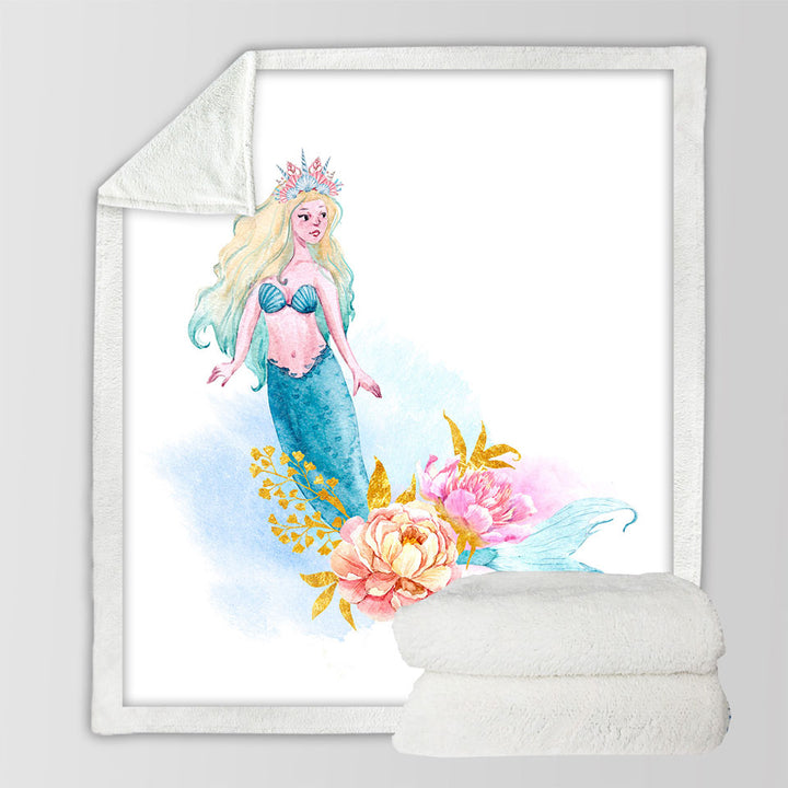 Pastel Color Mermaid Girls Throw Blanket