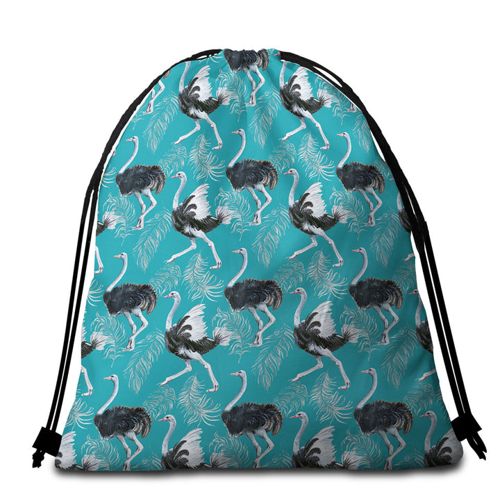 Pattern of Feathers and Ostrich Beach Bags and Towels