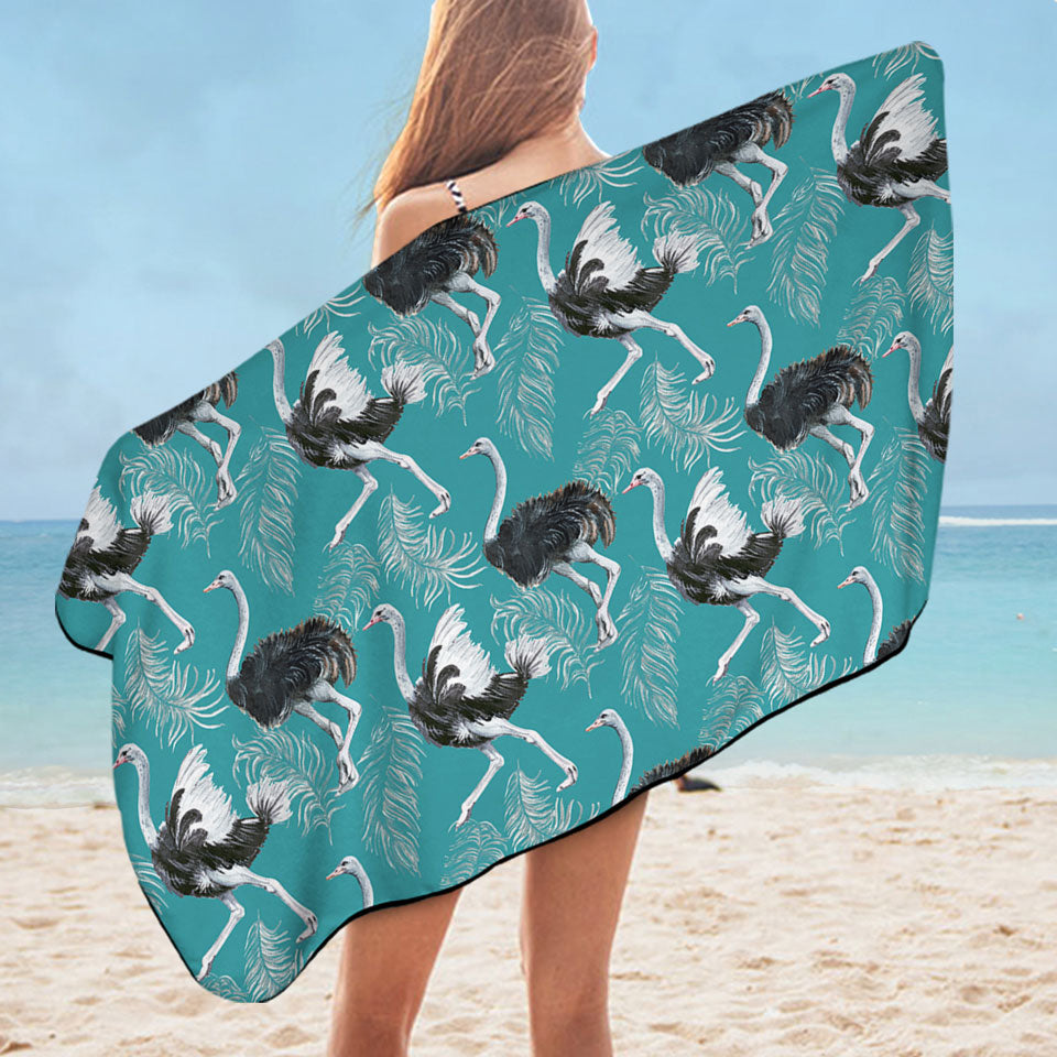 Pattern of Feathers and Ostrich Beach Towels