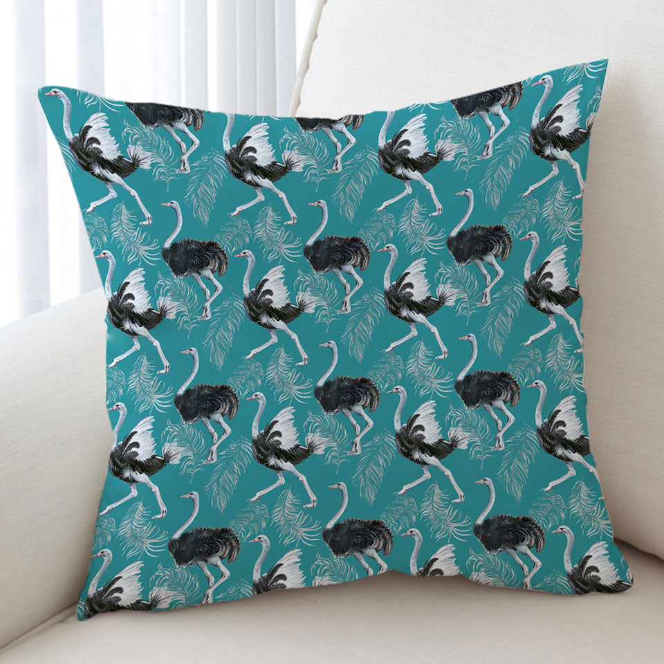 Pattern of Feathers and Ostrich Cushion Cover