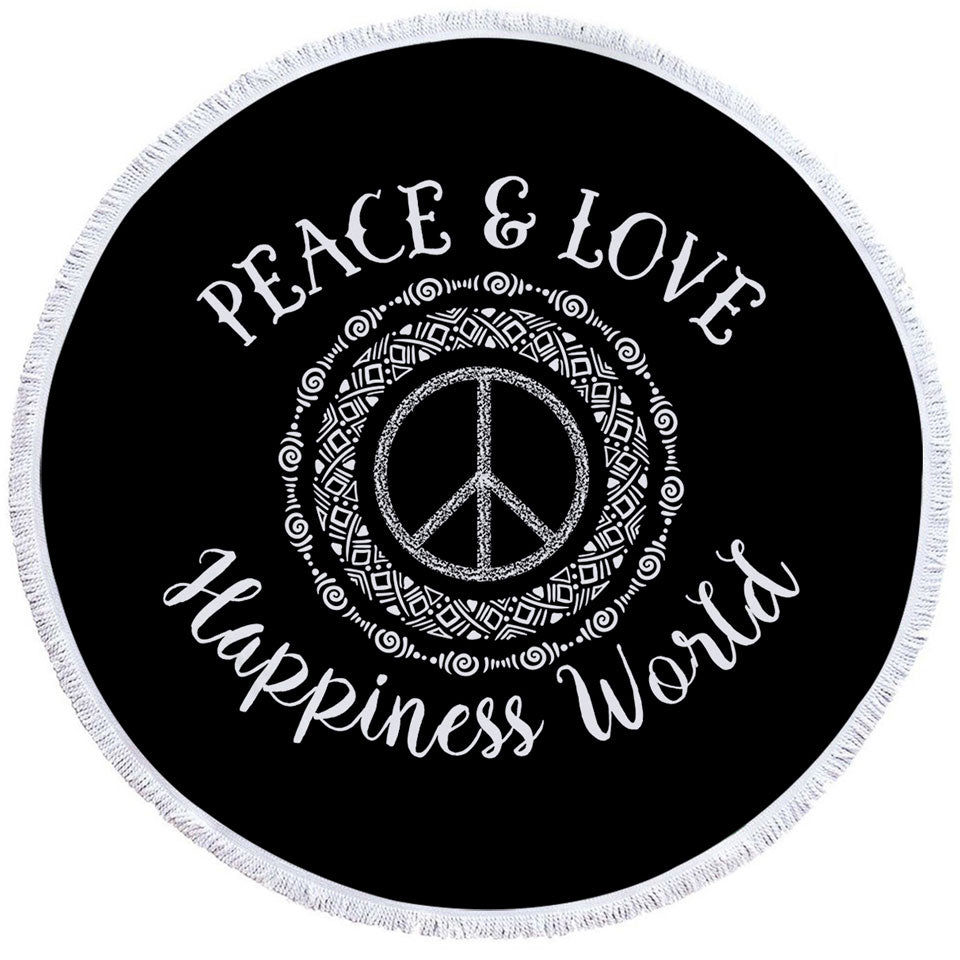 Peace and Love Positive Round Beach Towels