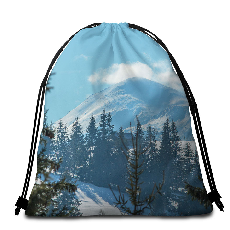 Peaceful Mountain Beach Towel Bags
