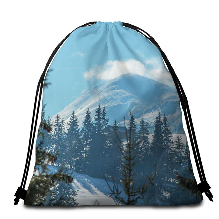 Peaceful Mountain Beach Towel Bags