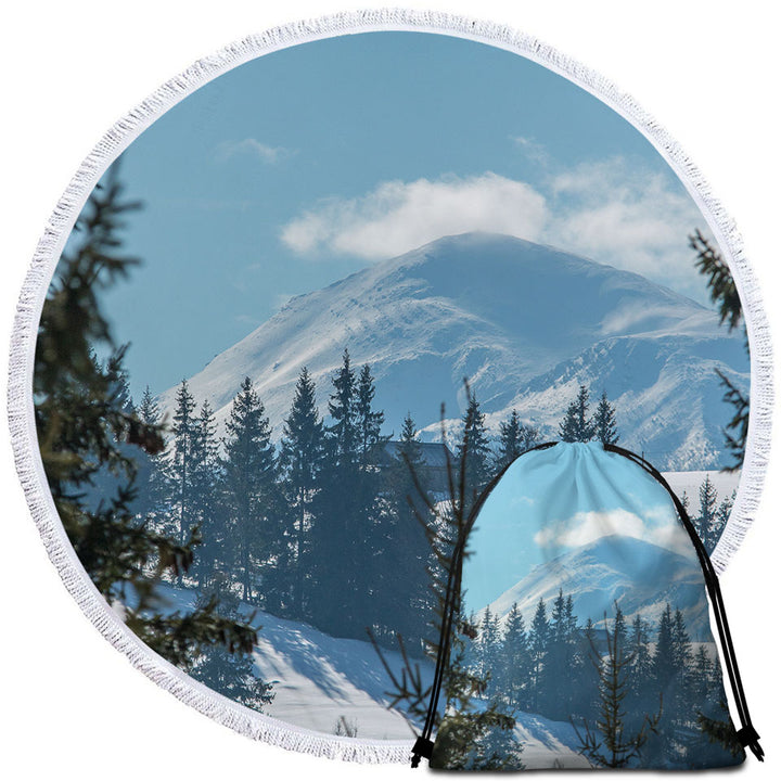 Peaceful Mountain Round Beach Towel