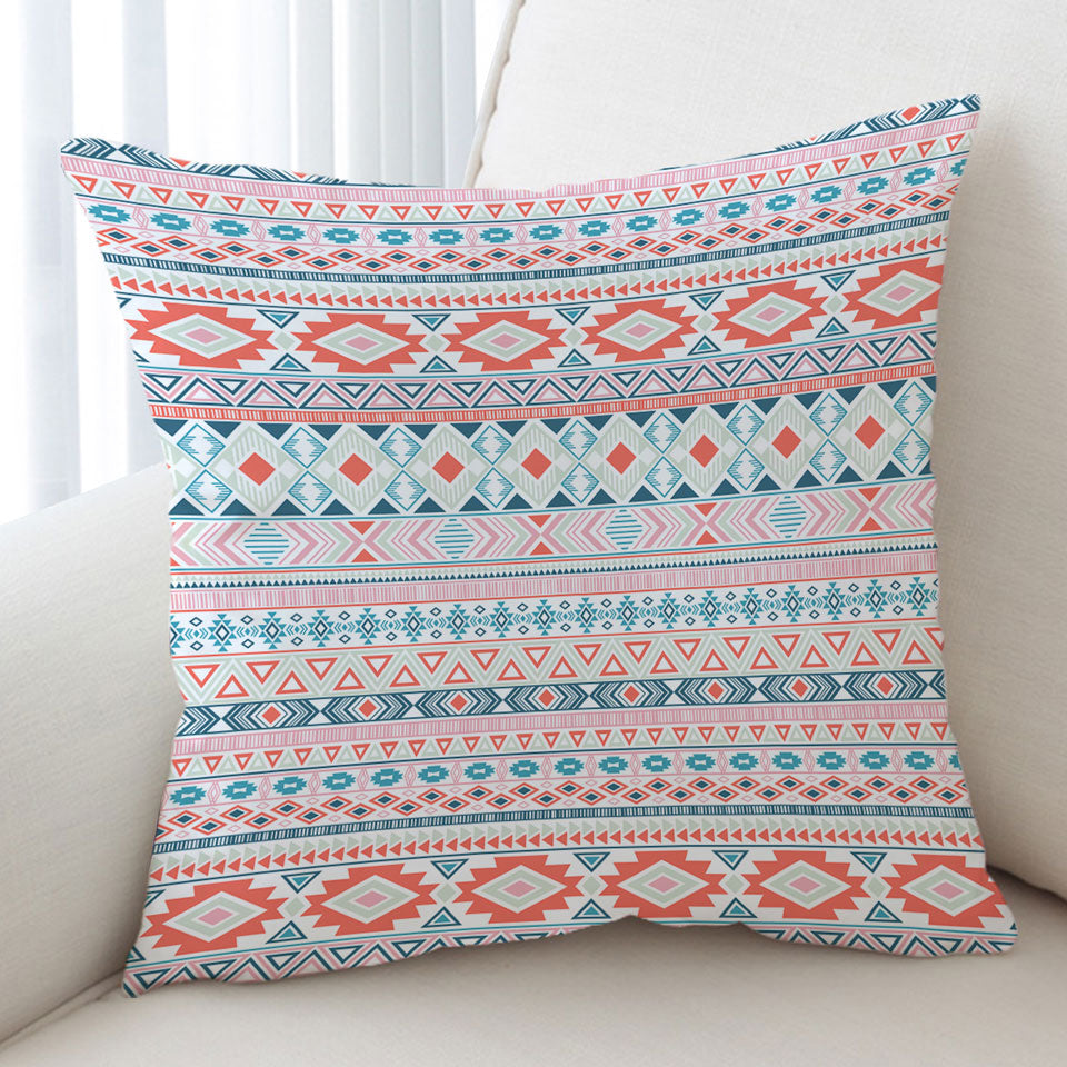 Peach Hues Aztec Stripes Cushion Cover