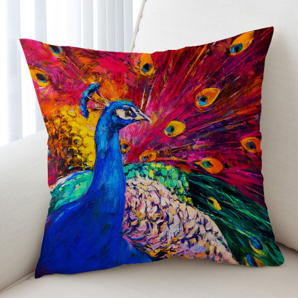 Peacock Cushion Gorgeous Art Painting