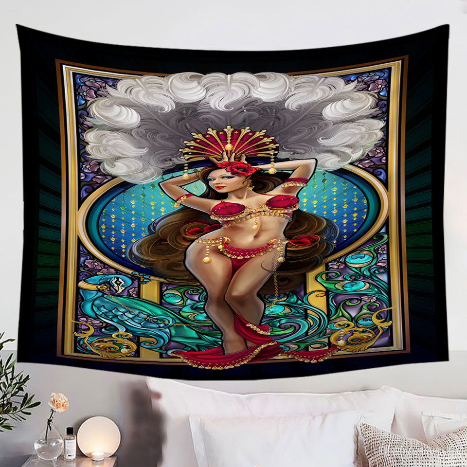 Peacock-and-Sexy-Burlesque-Belly-Dancer-Tapestry
