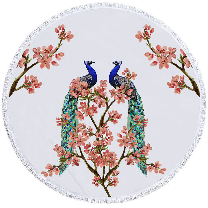 Peacocks and Pink Flowers Nice Beach Towels