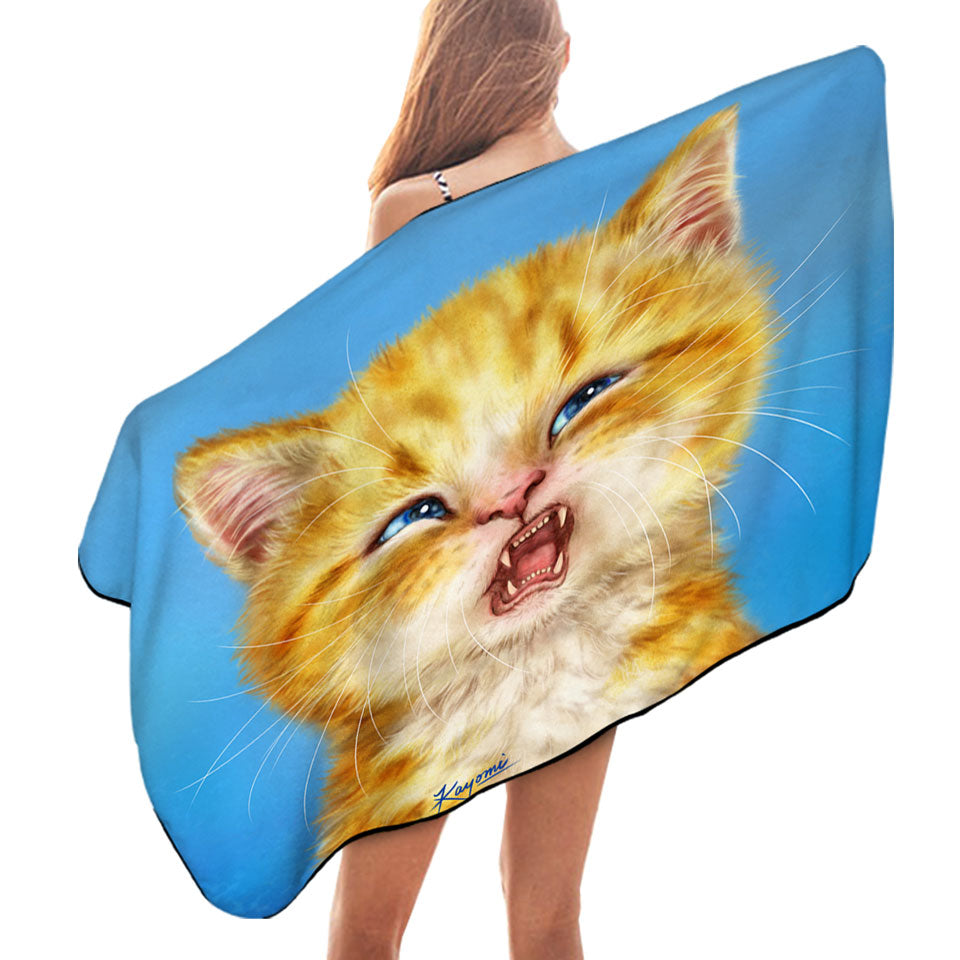 Pet Microfibre Beach Towels Cats Funny Faces Unsatisfied Ginger Kitten