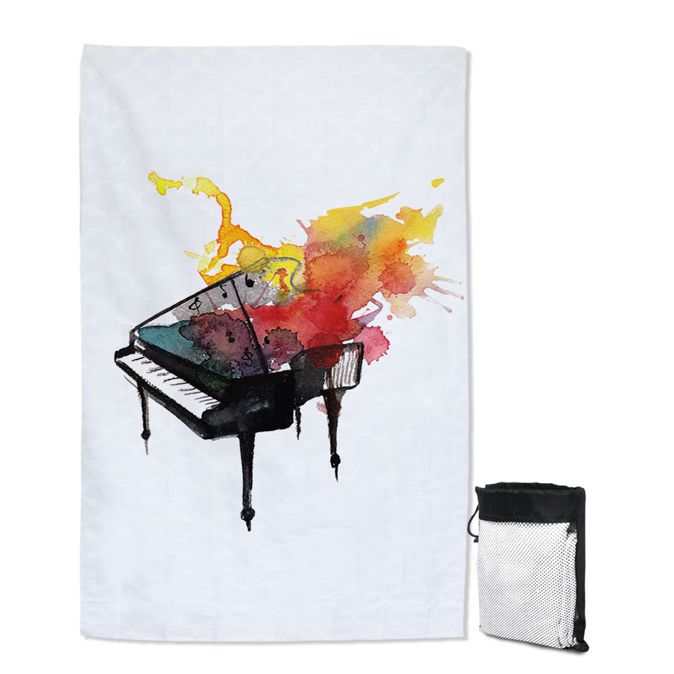 Piano on Fire Art Beach Towel for Travel