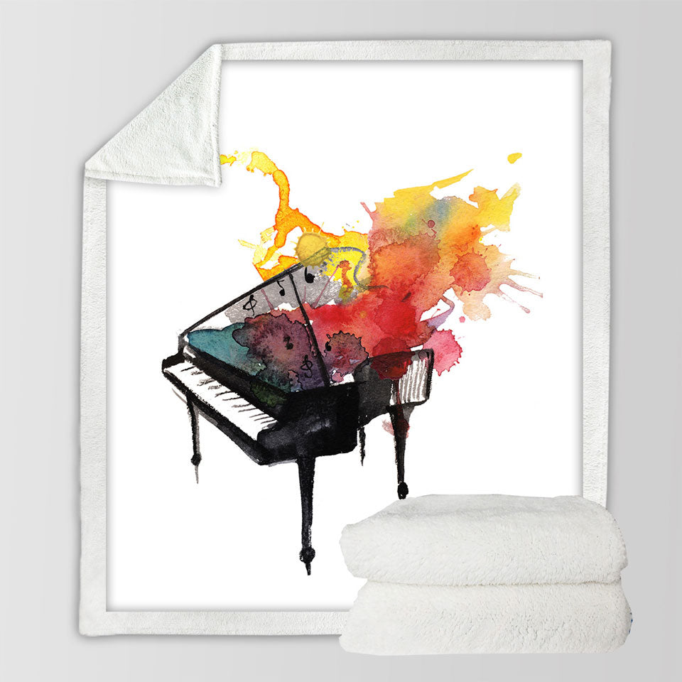 Piano on Fire Art Decorative Throws
