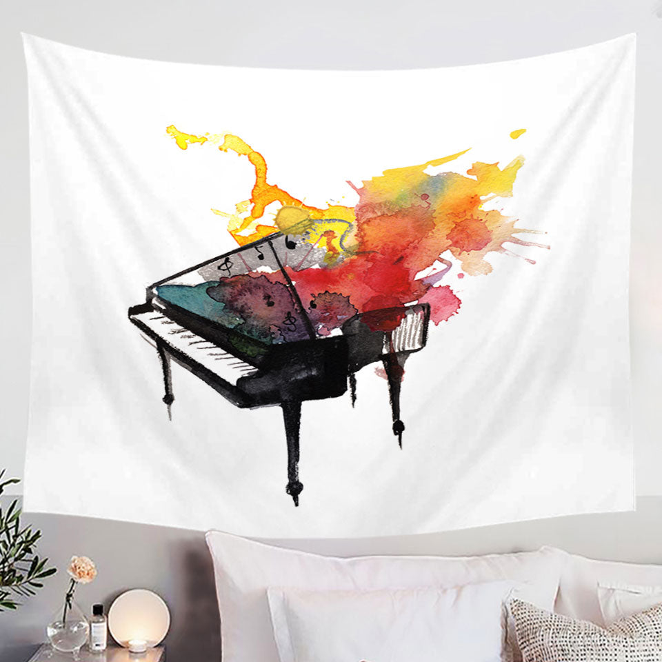 Piano on Fire Art Prints Tapestries