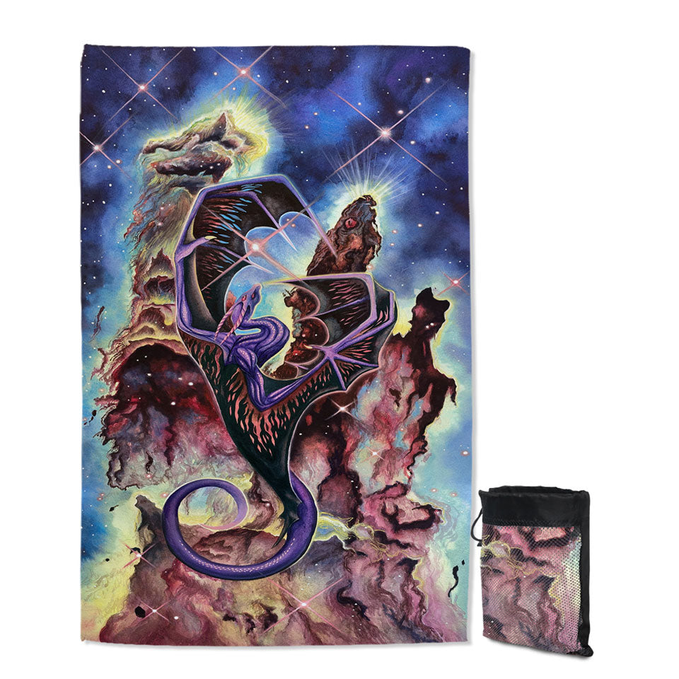 Pillars of Creation Dragon Quick Dry Beach Towel for Travel Fantasy Art