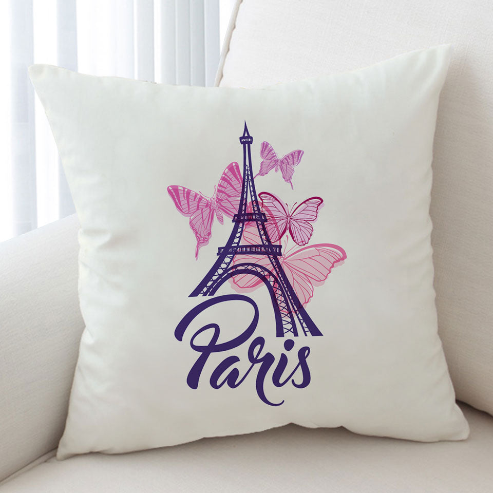 Pink Butterflies and Paris Eiffel Tower Cushions