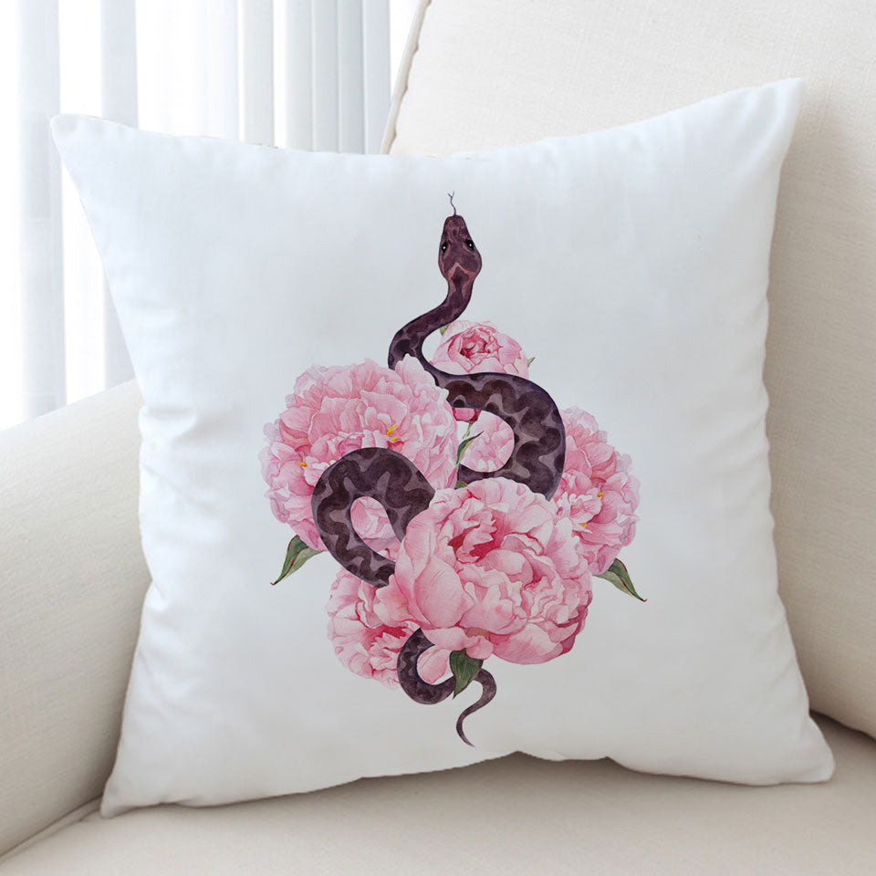 Pink Flowers Snake Cushion Cover