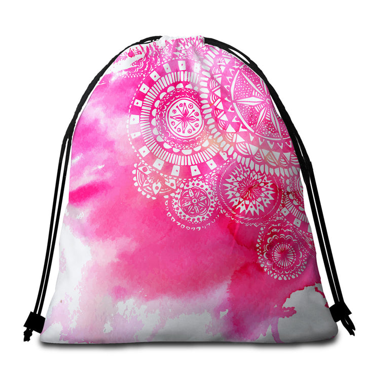 Pink Fog and White Mandalas Beach Towel Pack