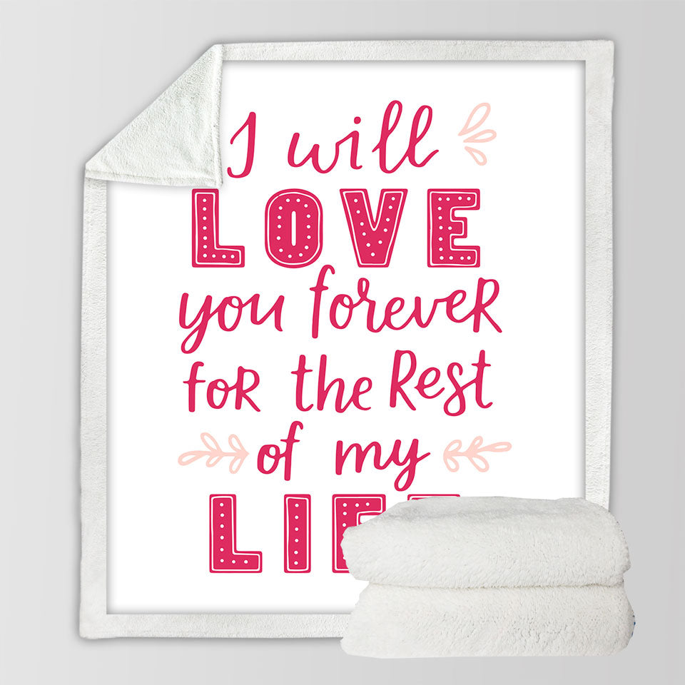 Pink Romantic Couch Throws Love Quote Love You Forever