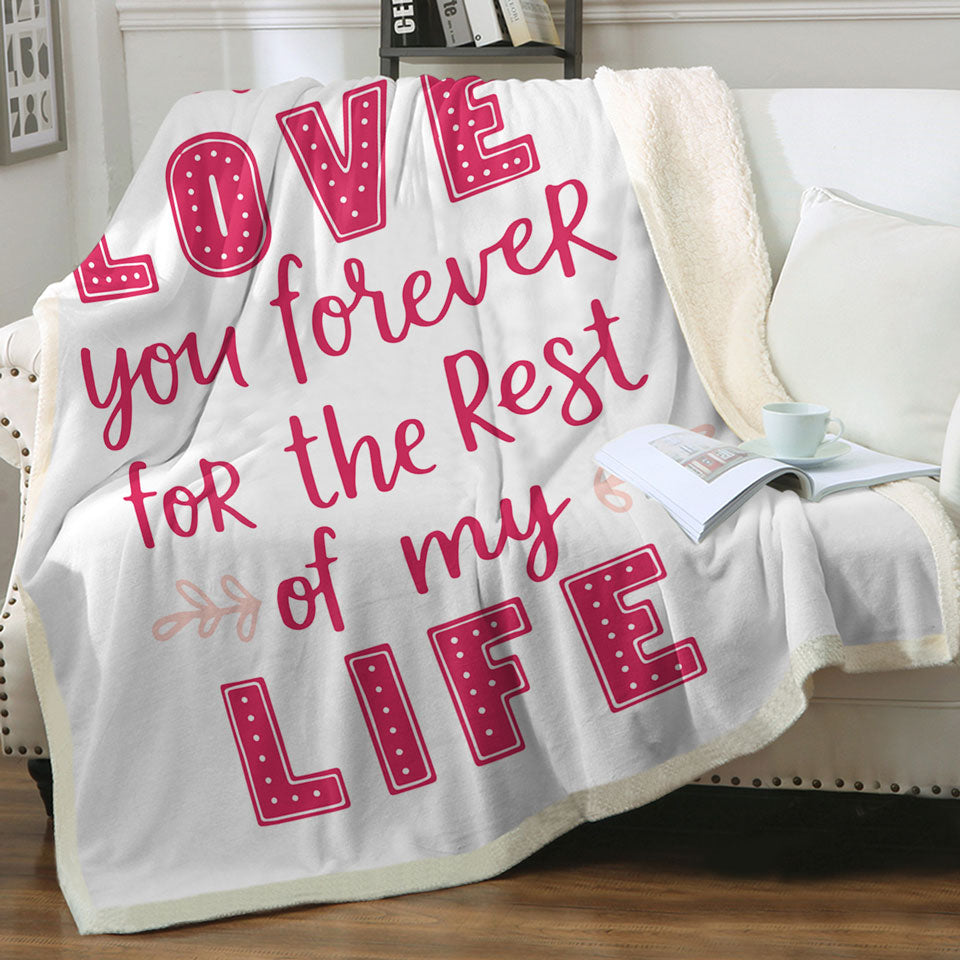 Pink Romantic Sofa Blankets Love Quote Love You Forever