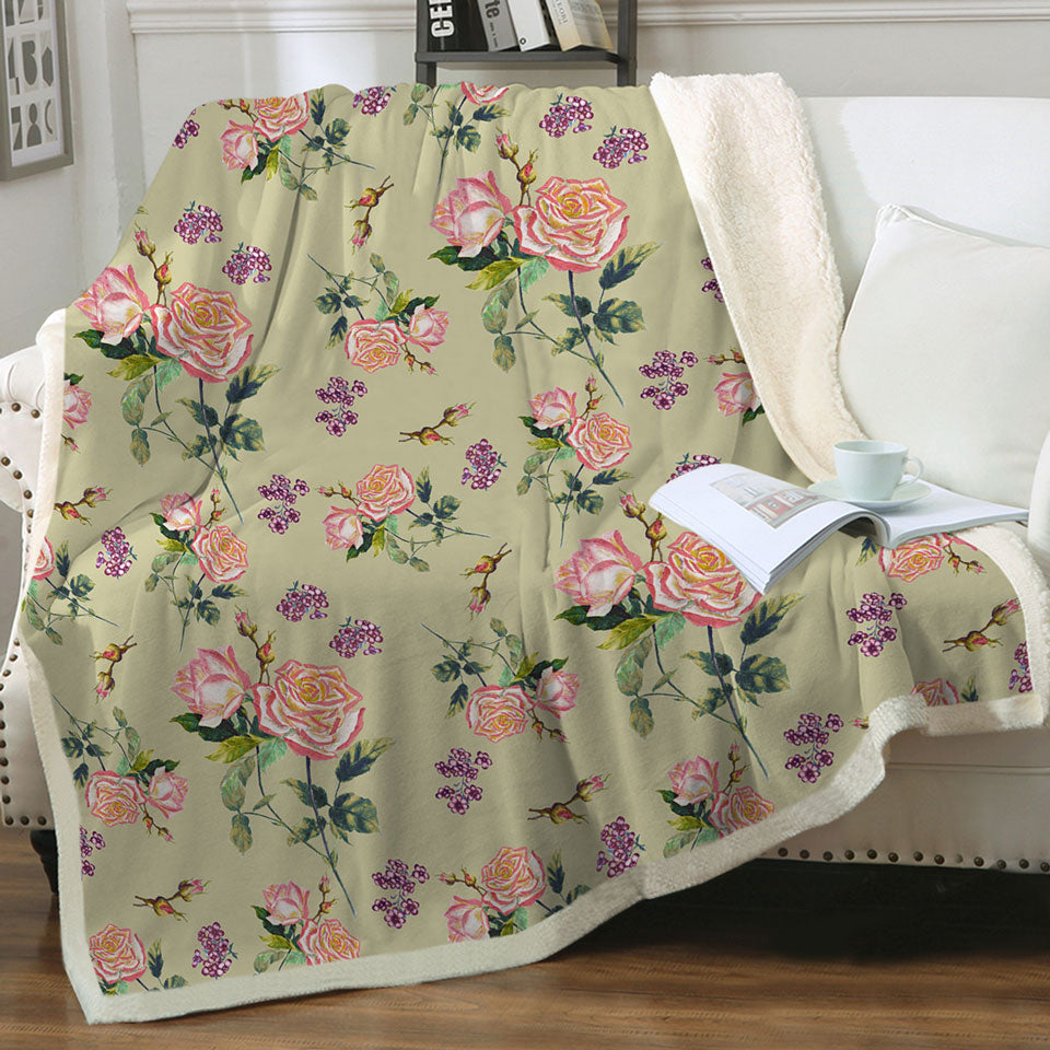 Pink Roses Sherpa Blanket