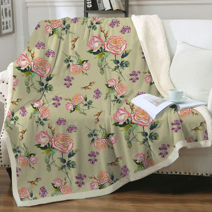 Pink Roses Sherpa Blanket