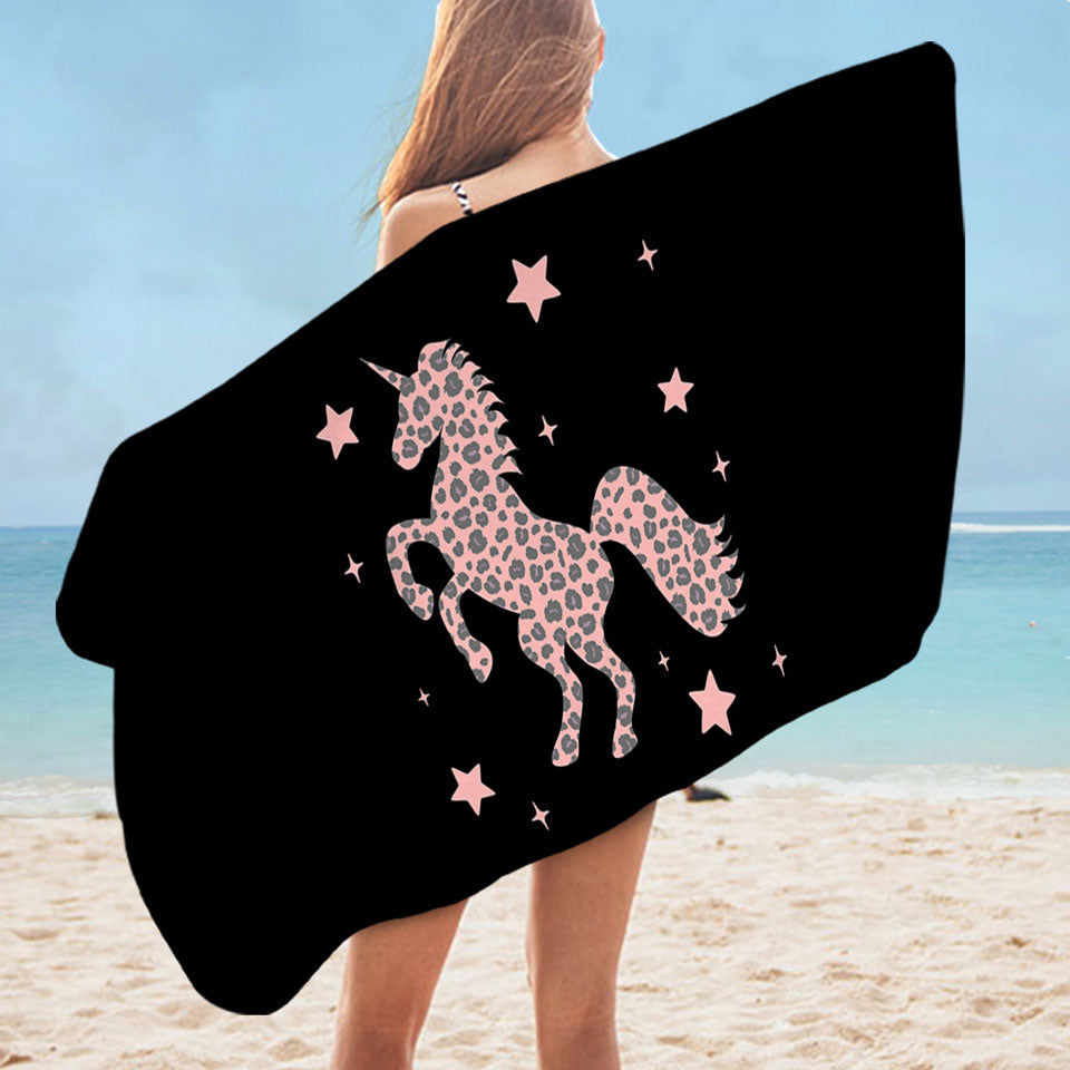 Pink Unicorn Girls Microfiber Beach Towel