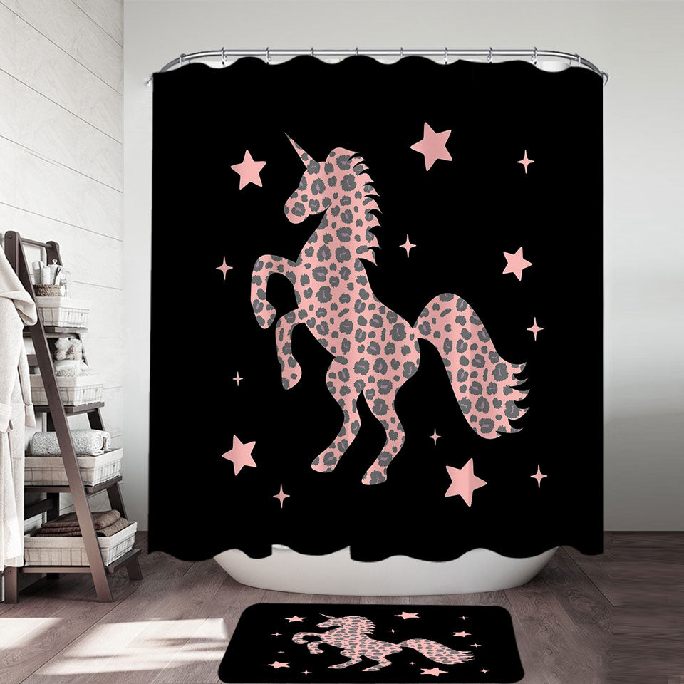 Pink Unicorn Girls Shower Curtain