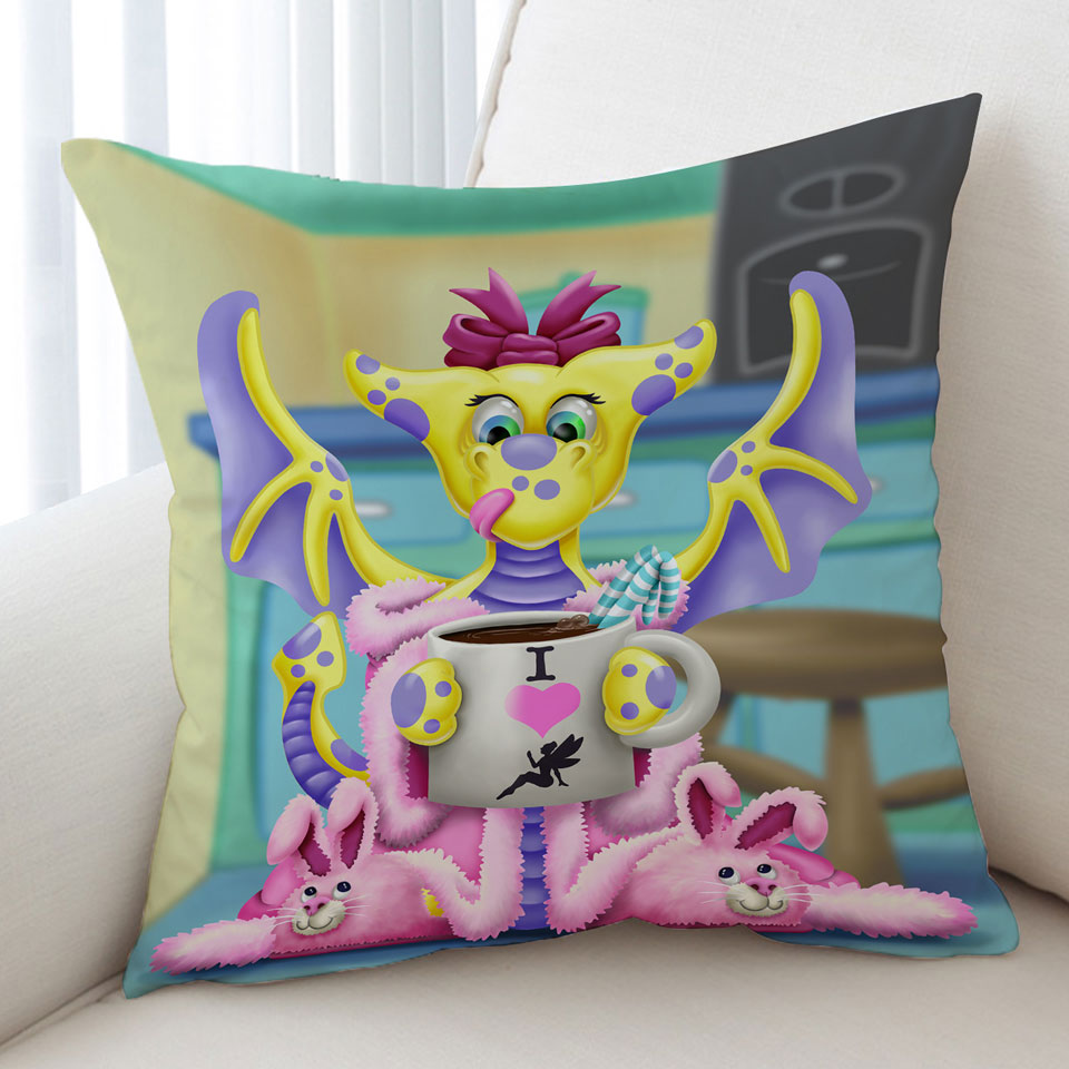 Pink and Purple Girly Cushions with Dragon