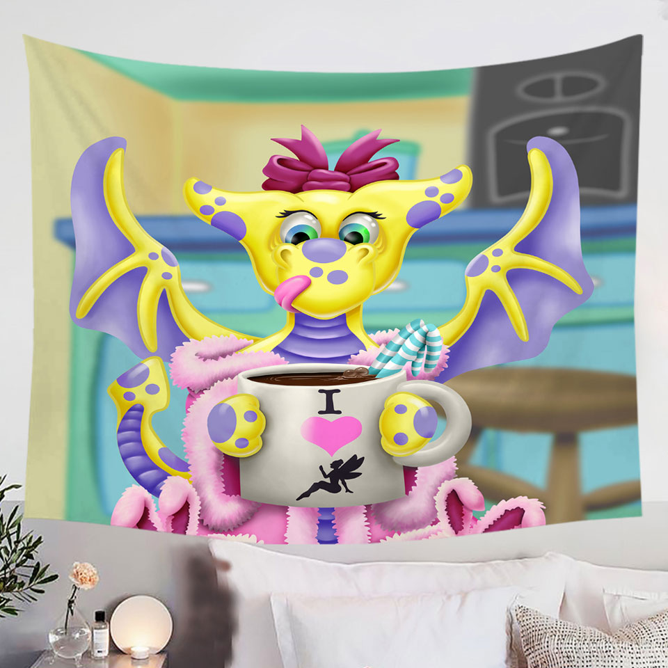 Pink-and-Purple-Girly-Wall-Decor-with-Dragon