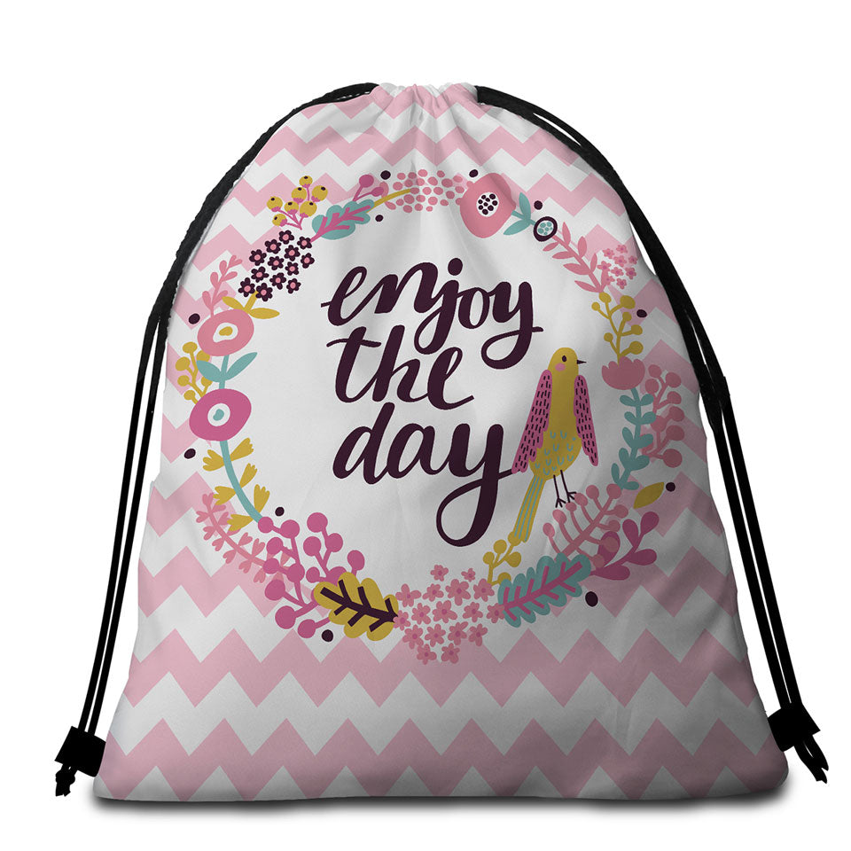 Pinkish Beach Towels and Bags Set Encouragement