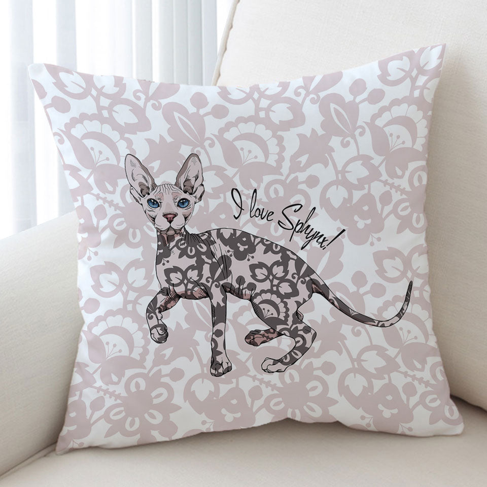 Pinkish Floral Pattern Sphynx Cat Cushion Covers