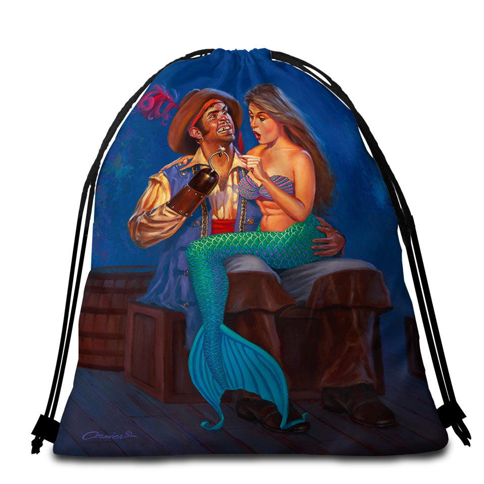 Pirate Beach Towel Pack The Proposal Funny Cool Pirate and Mermaid