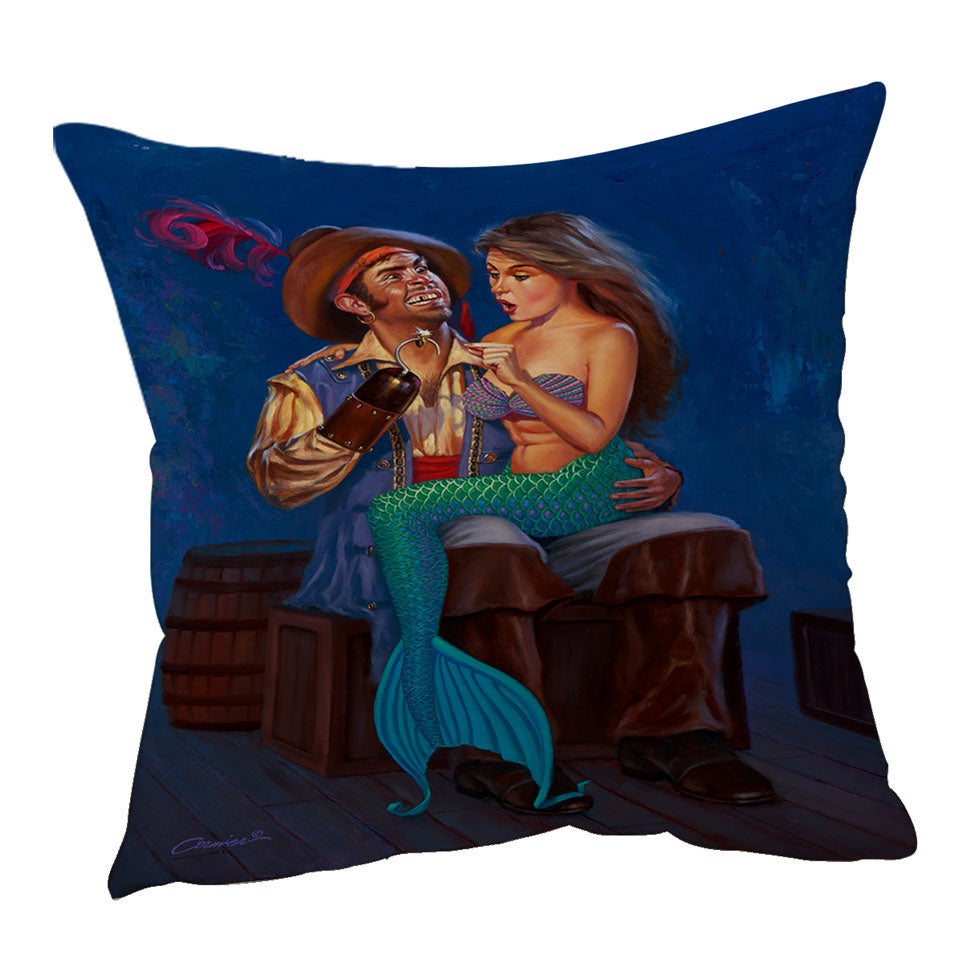 Pirate Cushion Covers The Proposal Funny Cool Pirate and Mermaid